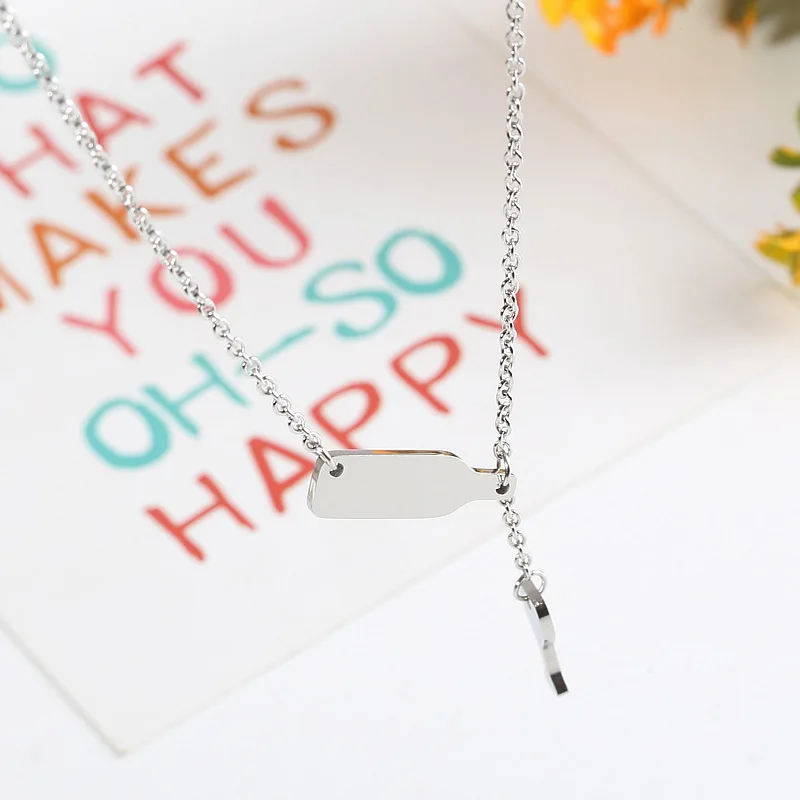 

Red Wine Glass Pendant Necklace Rose Gold Titanium Stainless Steel Jewelry Necklace Fashion Charm Lady Party Birthday Gift