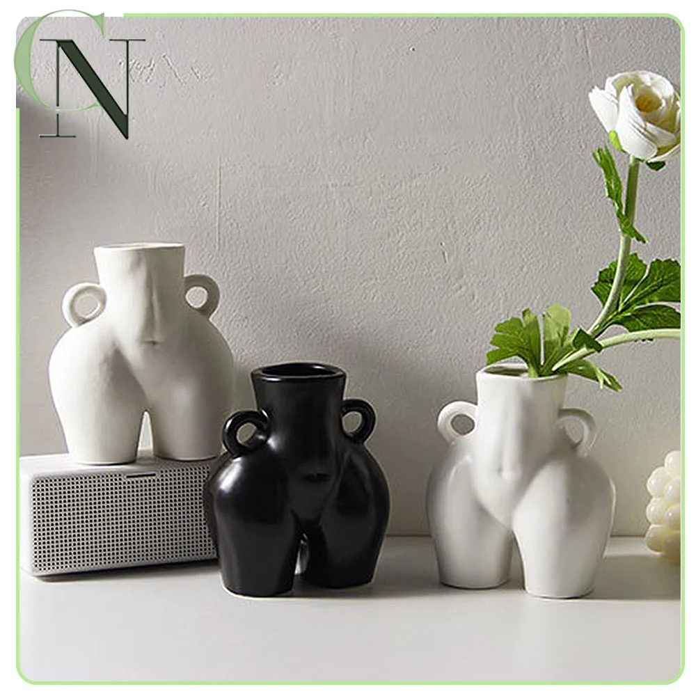 Скандинавская керамическая ваза с большими ягодицами абстрактным человеческим