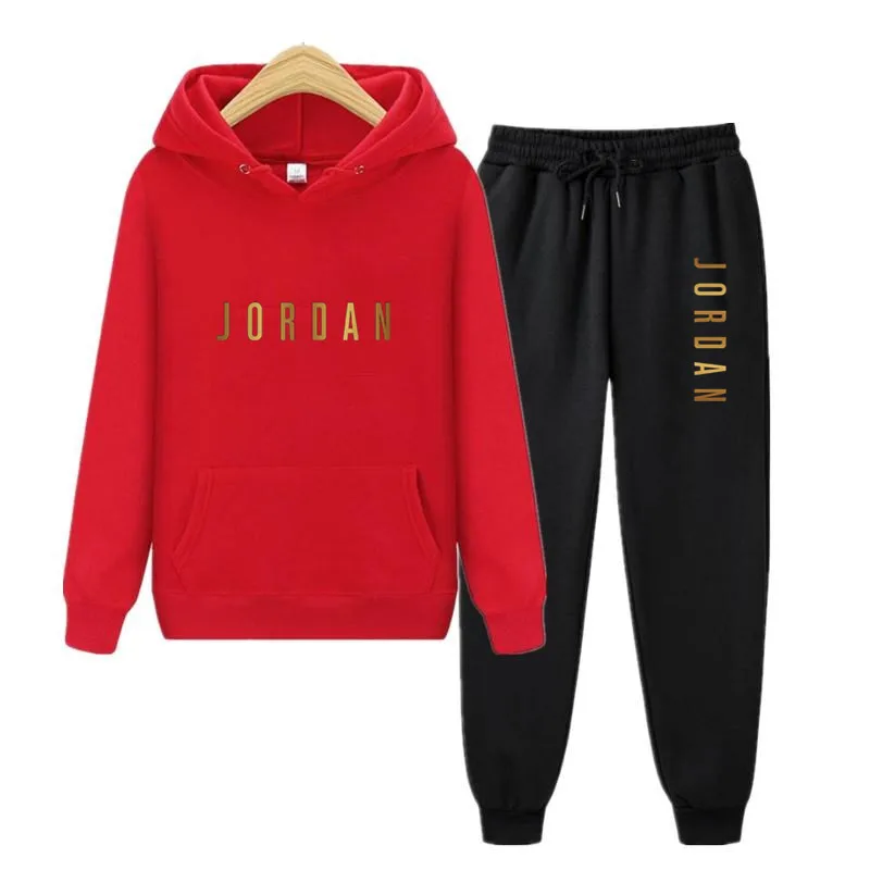 

Spring and Autumn Tracksuit Ladies 2-Piece Printed Hoodie and Pants Sportswear Men's Sports Suit Hooded Sports Shirt Set JORDAN