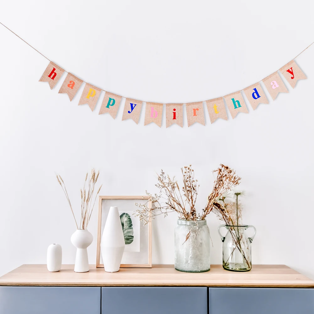 1 комплект Красочные мешковины Детские флаги с надписью Happy birthday баннер баннеры