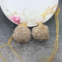 raw desert rose perfume bottle pendant necklacecut gypsum rose geode drusy essential oil diffuser vial charms gold brass chains
