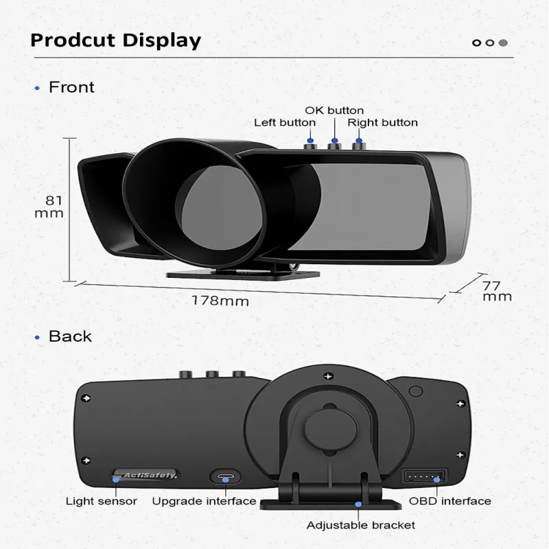 

3.5 Inch Multifunction Head-Up Display Double Screen Smart Car OBD2+GPS HUD Head-Up Display Speedometer A600