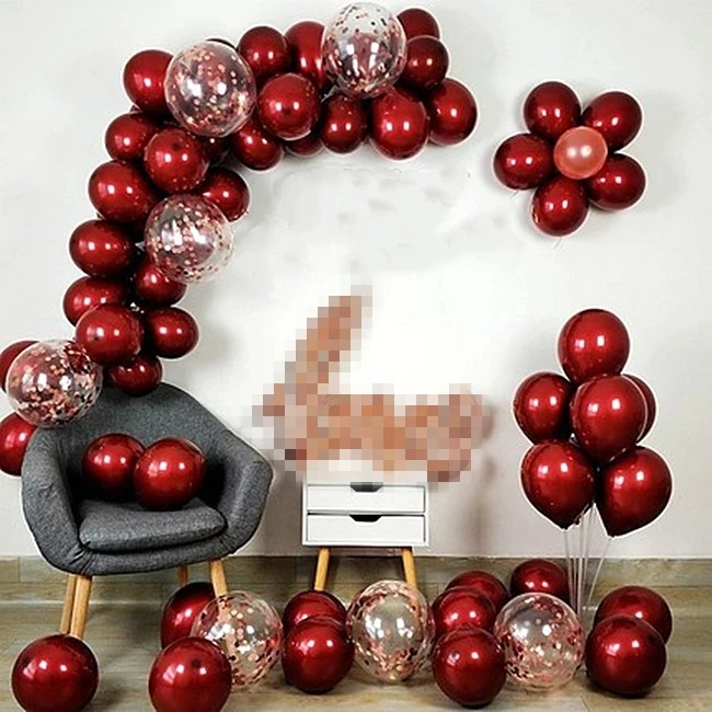 

102pcs/Set Ruby Red Latex Balloons Garland Arch Kit Rose Gold Confetti Balloon Birthday Wedding Anniversary Party Decoration