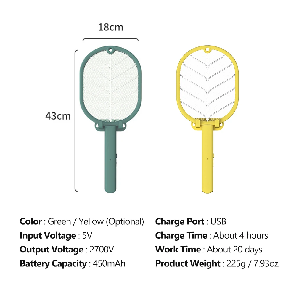 

Two-in-One Mosquito Killer Lamp 2700V Electric Bug Zapper USB Rechargeable Summer Fly Swatter Trap Flies Insect Pest Control