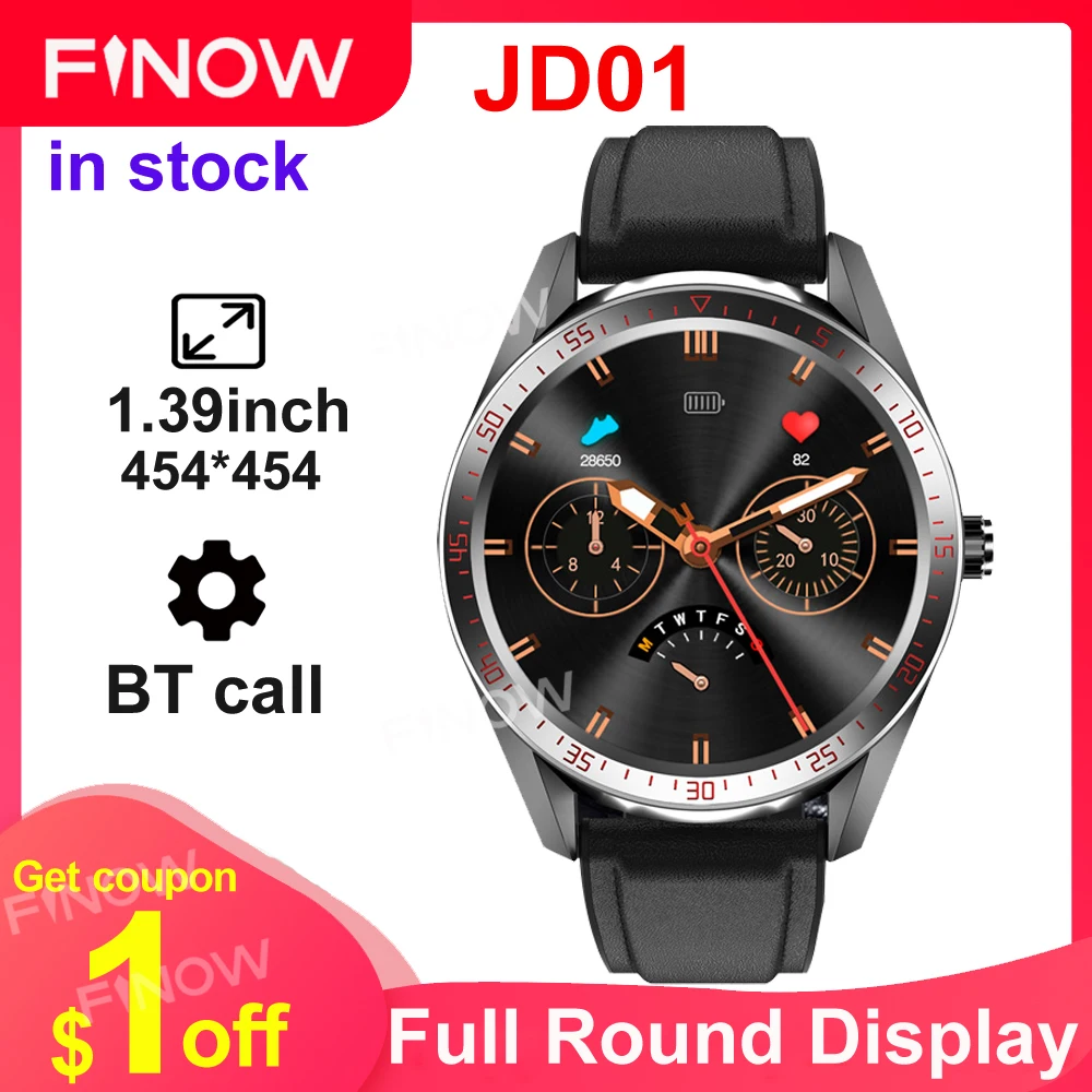 Finow JD01 SmartWatch Для мужчин 2021 1 39 дюймов 454*454 Полный Круглый Бизнес Reloj Inteligente BT вызова