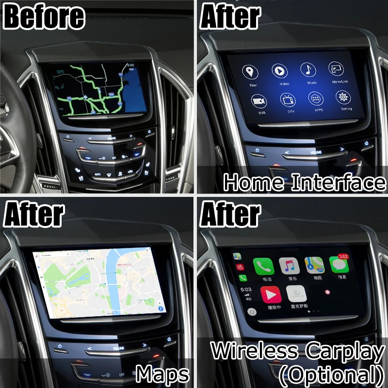 Android / carplay интерфейс коробка для Cadillac SRX XT5 XTS GPS навигация видео mylink CUE intellilink