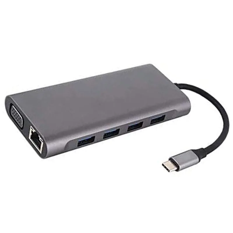 11 в 1 USB C концентратор с 4 гигабитный Ethernet VGA HDMI доставкой питания o порт SD и Micro-SD