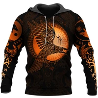 beautiful viking symbol and raven tattoo 3d printed mens hoodie fashion harajuku sweatshirt unisex casual hood jackets dyi247
