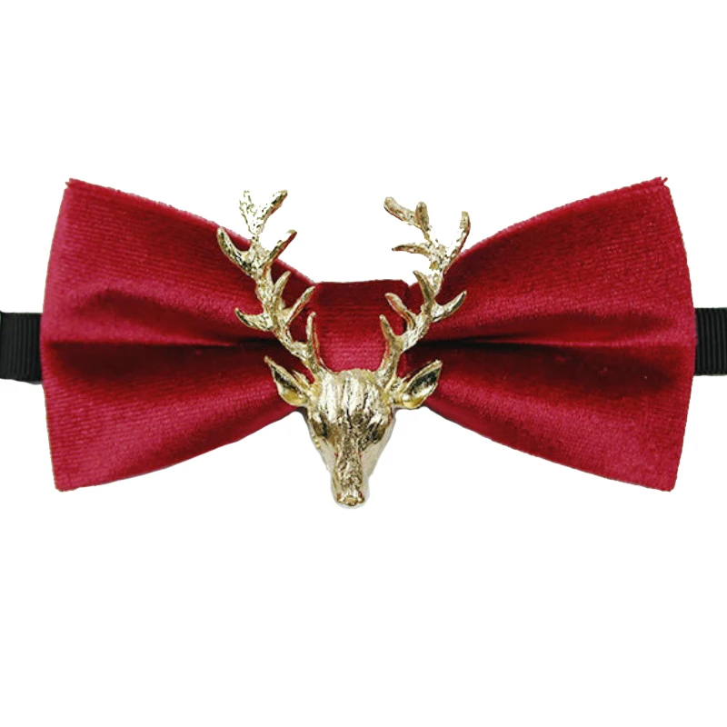 

Галстук-бабочка мужской, из бархата, в виде головы оленя