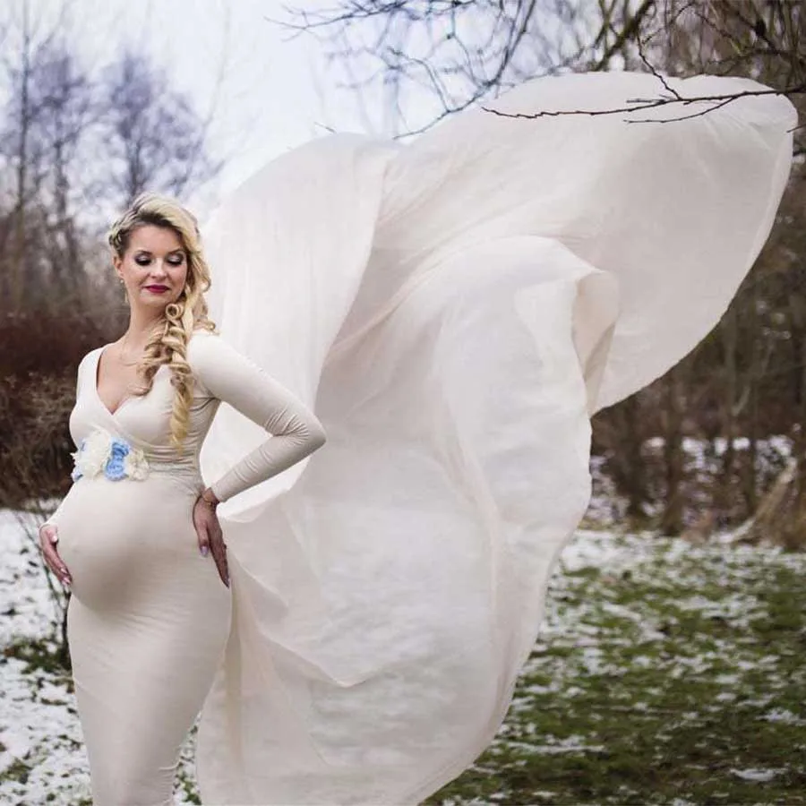 

Women's chiffon maternity dress fluttering cloak trailing decoration with skirt photography super long elegant maternity dress c