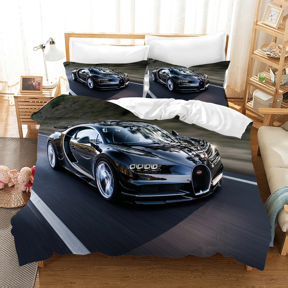 

3d Race Car Cool Locomotive Series Bedding Set Comforter Bed Linen Boy Cool Bedclothes (NO Sheet) Kisd Car Duvet Cover