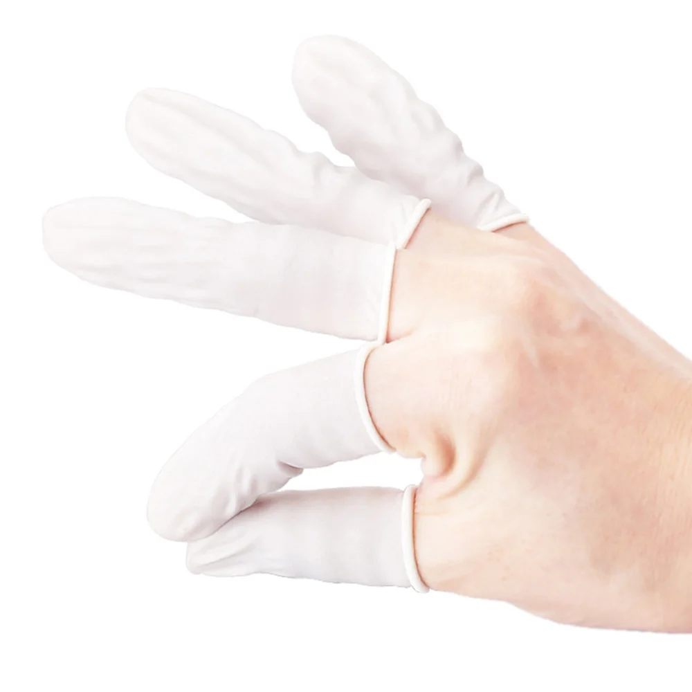 

300pcs Disposable Nail Art Finger Cots Latex Fingertips Protective Cover Small Gloves Protector DIY Manicure Tool (White)