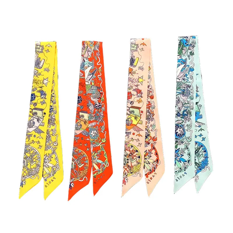 

Spring and Autumn Scarf New Women's Silk Scarf Fashion Binding Bag Handle Small Ribbon Hair Band Scarf Lady
