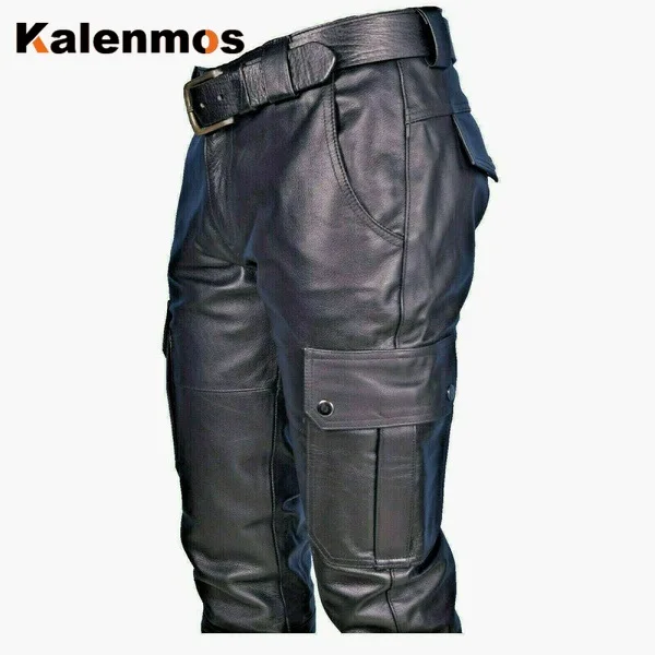 Панк кожаные брюки для мужчин средневековый Готический длинный размера плюс