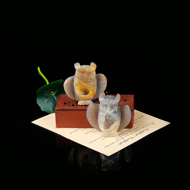 1 шт. натуральный кристалл зуб агата сова статуя Изысканная нордическая