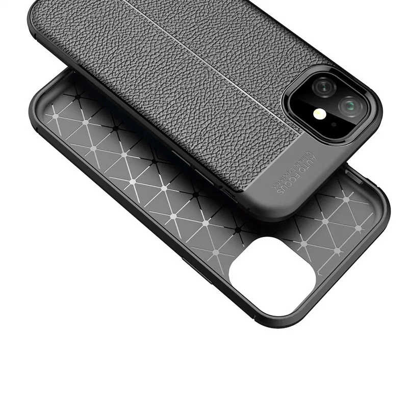 Для iPhone 11 чехол Оригинальная мягкая силиконовая личи шаблон полный защитный TPU