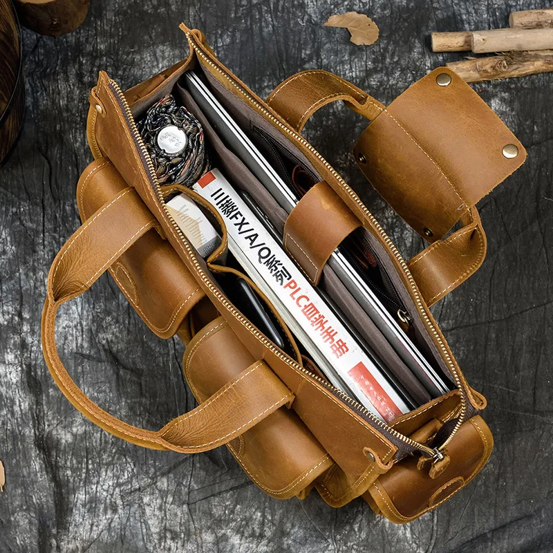 Портфель MAHEU doctor leather для мужчин чехол атташе из натуральной кожи документов и мессенджер ноутбука 13 6