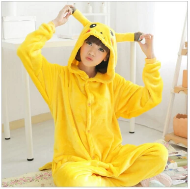 Косплэй животных Толстовка пижамы для взрослых Желтый унисекс Onesie Костюм Пикачу