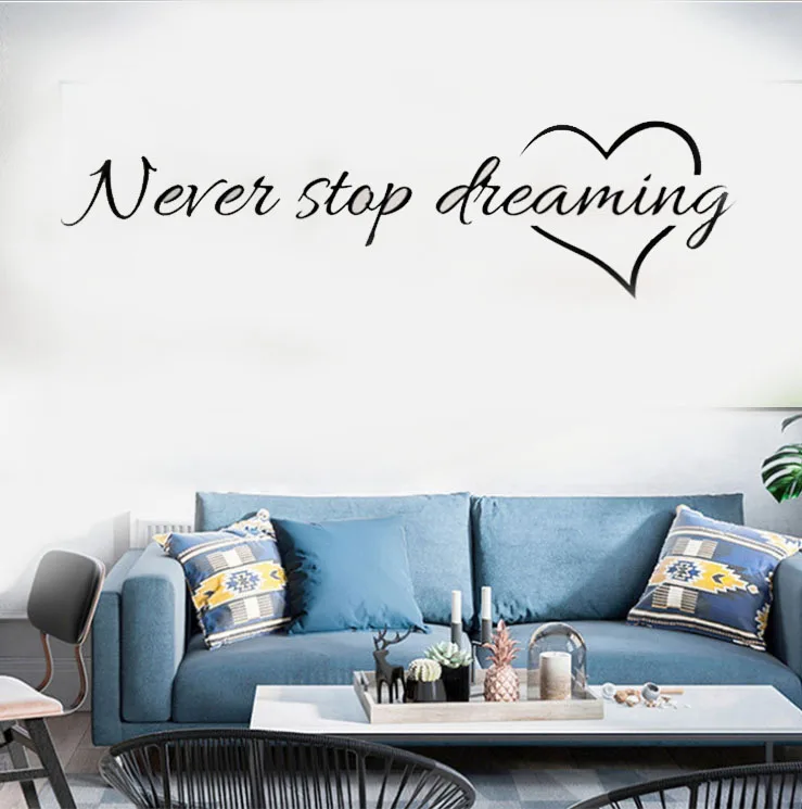 57*15 см белый ПВХ никогда не переставать мечты любовь гостиная стены стикеры
