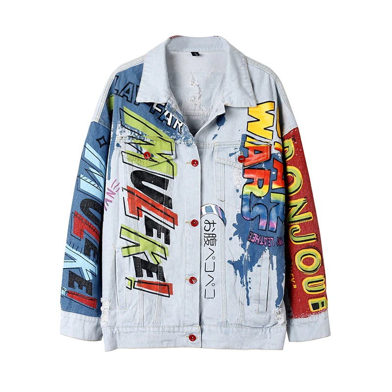 Женское джинсовое пальто QING MO оверсайз с отложным воротником и длинным рукавом