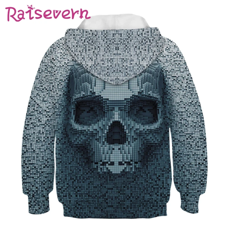 Детские толстовки с капюшоном 3D принтом черепа на Хэллоуин пальто унисекс