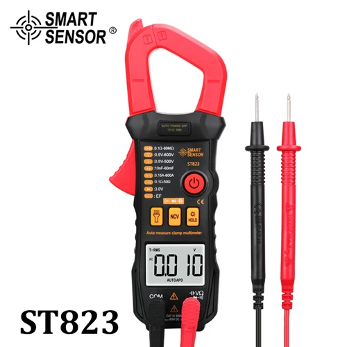ST823 Цифровые токоизмерительные True RMS AC DC Напряжение амперметр тока вольтметра термометр Омметр тестер Бесконтактный цифровой мультиметр - Цвет: ST823