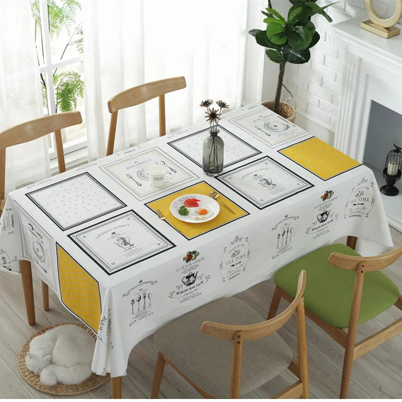 Скатерть в скандинавском стиле белая желтая во французском для домашнего декора