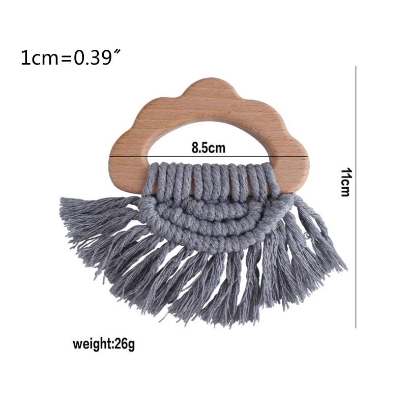 

Baby Clouds Shape Soother Molar Teething Wooden Teether Rattle Bracelet Crochet Cotton Thread Tassel Pendant Sensory Toy