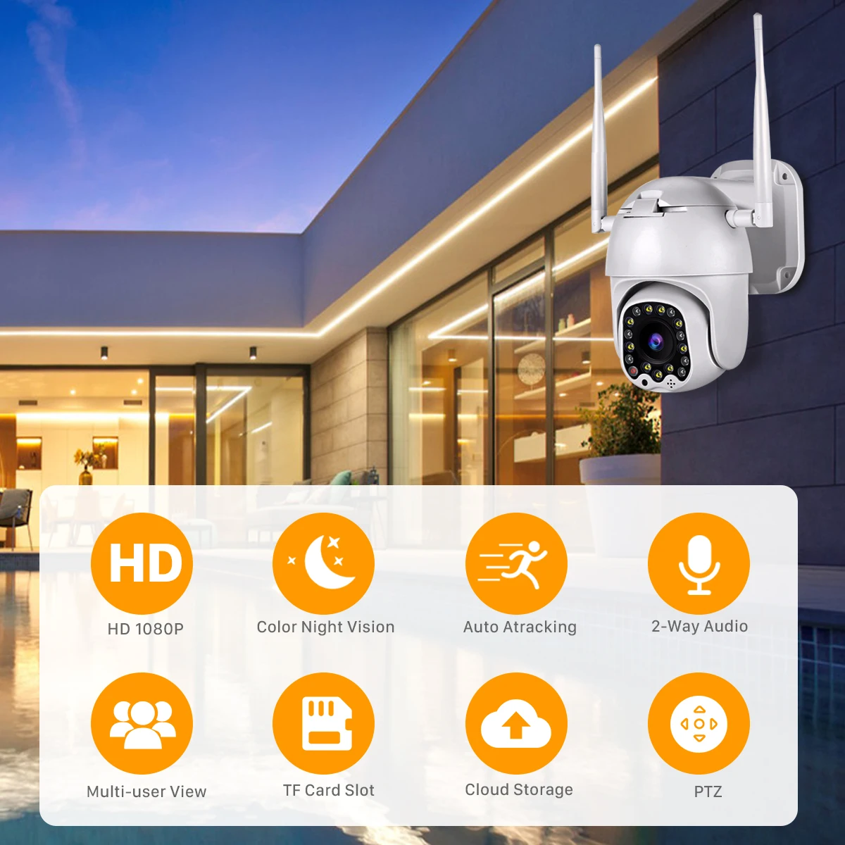 Besder открытый движения оповещения 2MP IP камера WiFi 4X цифровой зум двойная антенна скорость купольная камера с сиреной светильник Облачное хранилище
