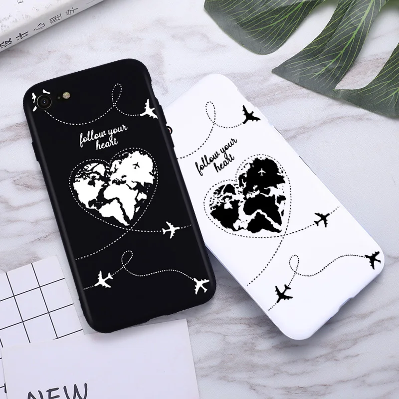 

For iPhone X XR XS MAX 8 7 6S Case Silicone World Map Travel Airplane Soft Back Cover For iPhone11 Pro 5 5S SE 2020 Phone Case