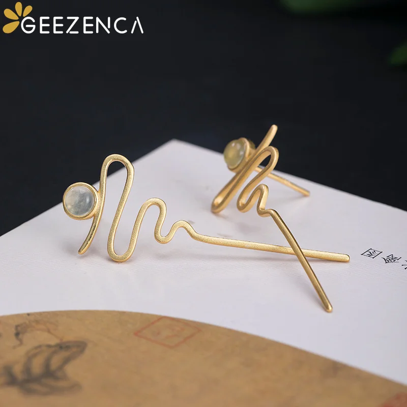 Серьги-подвески GEEZENCA из стерлингового серебра 925 пробы с золотым покрытием