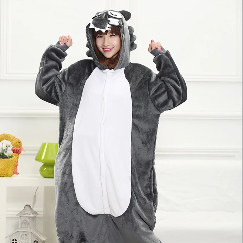 Wholesale Adult Animal Timber Wolf Pajamas For Women Unisex Cosplay Costume Winter Warm Funny Onesie Christmas Sleepwear
