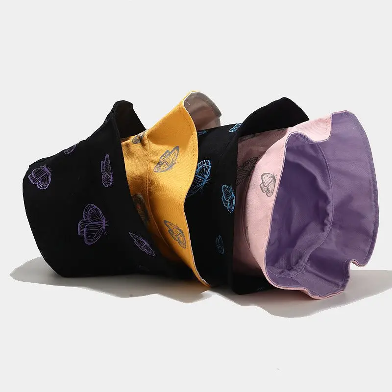 Летняя Панама для женщин с принтом бабочки кепки в стиле хип-хоп двухсторонняя