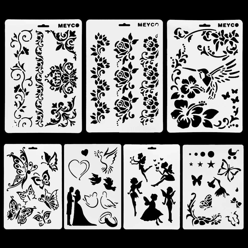 Трафарет для штампов трафареты резки лозы цветка пластиковые белые