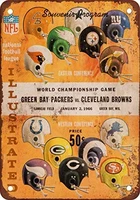1965 championship packers vs browns vintage look reproduction metal tin sign 8x12 inches