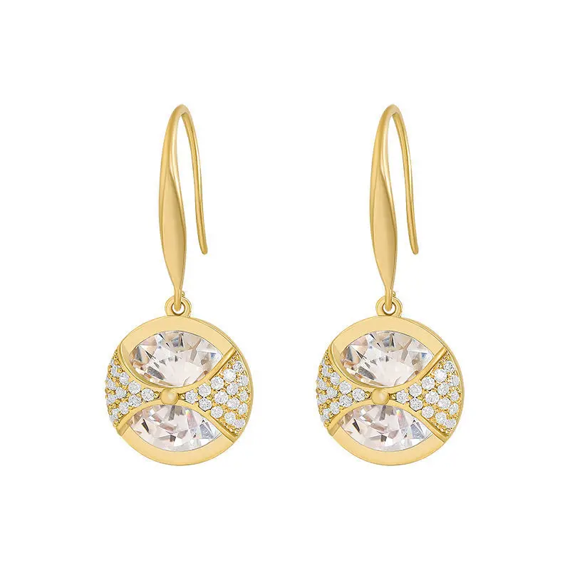 

Simple Classical Gold Color Clear Crystals Drop Earring Jewelry Accessories For Women Wedding Anniversary Party Gift