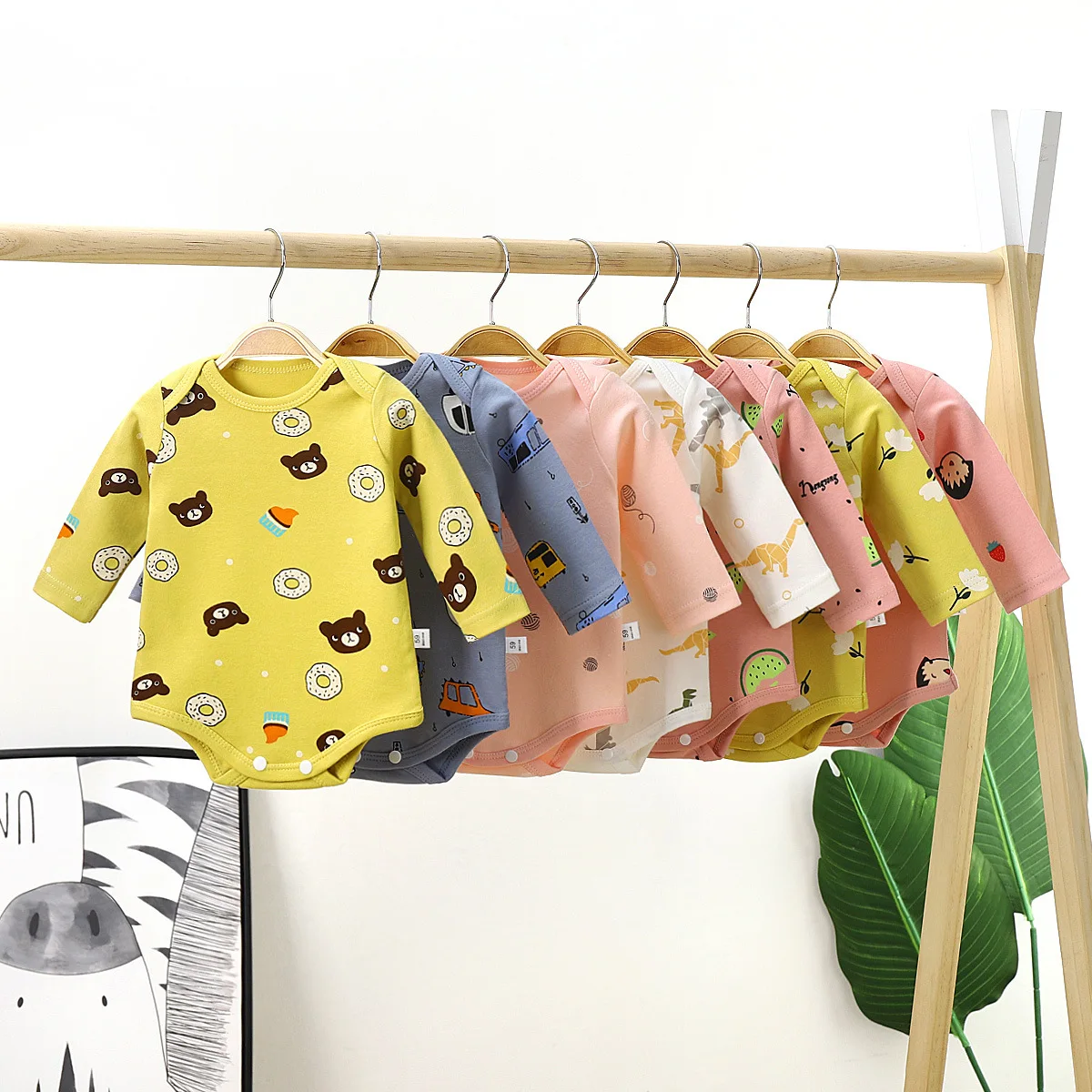 

Ecavus Newborn Baby Boys Girls Long Sleeve Cartoon Printe Casual Romper for Baby Jumpsuit Outfits Baby Clothes Infant Bodysuits