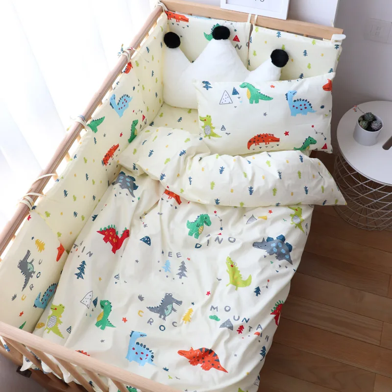 Baby Bedding Set For Boy Girl Nordic Cotton Baby Bed Linen For Newborns Kids Crib Bedding With Bumper Cot Kit Allow Custom Size
