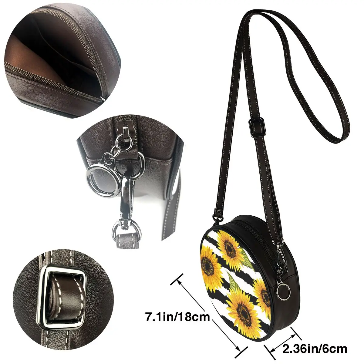 

2020 Women Shoulder Bags Girls Round Bags Vintage Beautiful Sunflowers Women's Casual Messenger Bags Crossbody Bags