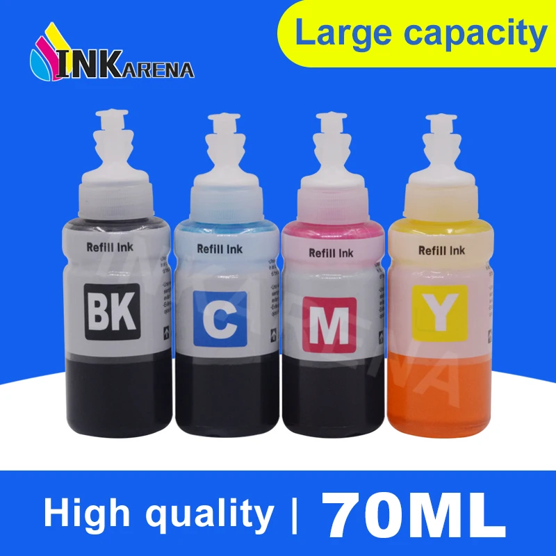 4 Color 70ml Bottle Printer Refill Ink Kit for Epson EcoTank L100 L110 L132 L200 L210 L222 L300 L362 L366 L550 L555 L566 T6641 | Компьютеры