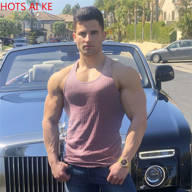 

Men's Tank Top Men's Clothing T-shirt Men O Neck Sleeveless Knitted Sports Solid Fashion Singlets Summer Knitted Gym Clothin
