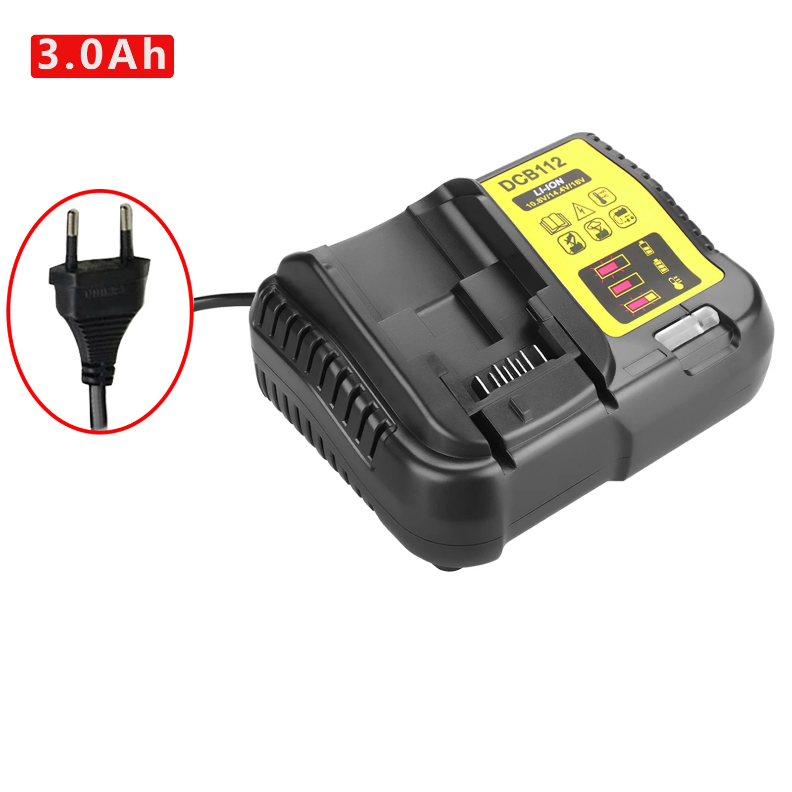

DCB112 Li-Ion Battery 3A Charger For Dewalt 10.8V 12V 14.4V 18V Dcb101 Dcb200 Dcb140 Dcb105 Dcb200 Eu Plug Black