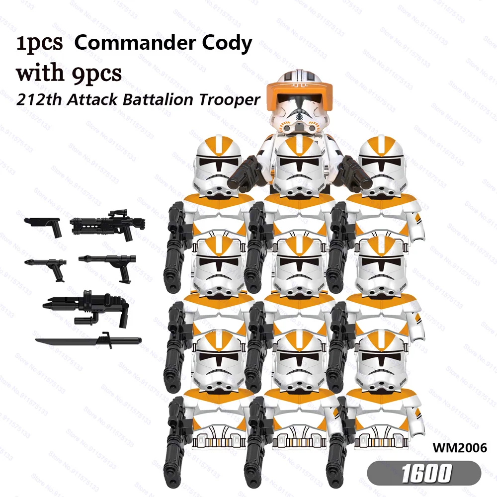 

10pcs Commander Cody with 212th Attack Battalion Clone Troopers Building Blocks Bricks Star Action Figure Wars Toys Kids Gifts