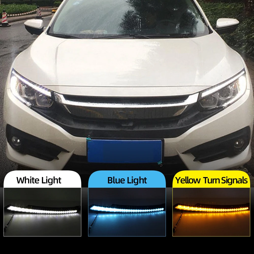 Для Honda Civic 2016 2017 2018 2019 2020 мигающий светодиодный налобный фонарь дневные ходовые