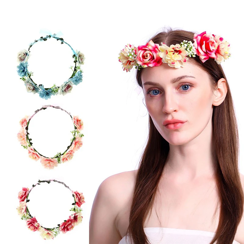 

Женский Венок с цветами, свадебный головной убор в богемном стиле