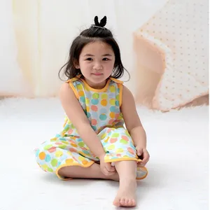 Мультяшный детский спальный мешок, летняя тонкая детская пижама без рукавов с карманом для живота, ударопрочная одежда для сна, спальная одежда для малышей