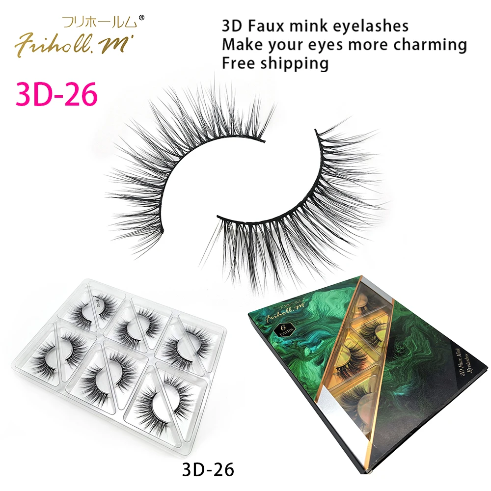 3D-26 Friholl. m шелковые ресницы, 6 пар, натуральные норковые 3d накладные ресницы для наращивания, личная этикетка, 3d синтетические шелковые ресницы - Цвет: 3D-26