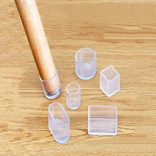 4Pcs silicone Chair Leg socks Transparent square Table Floor Feet Cover Protector Pads furniture pipe hole plugs Home Decor New