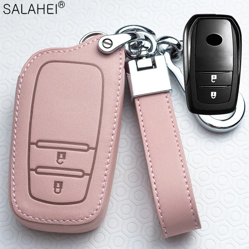 

Leather Car Key Cover Case For Toyota Prius Camry Corolla C-HR CHR RAV4 Prado Auris Avensis Land Cruiser 200 Prado Crown Revo
