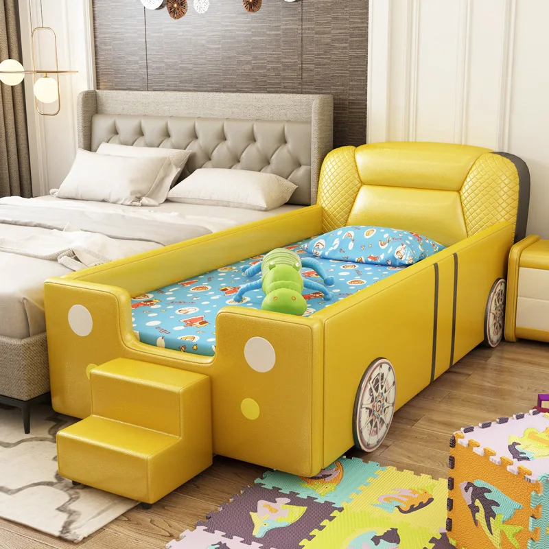 

Children's Bed Car Bed for Kids Baby Wooden No Paint 0.9m*1.8m Bumpers Fence Cot Rail Anti-fall Soft Pack Guardrail Child Safe